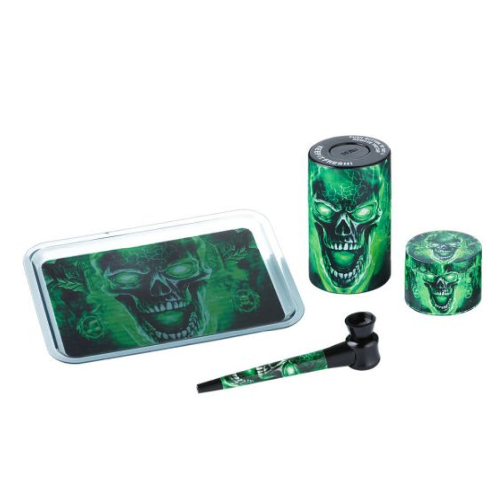 Aluminum pipe & metal grinder set Scary Skull