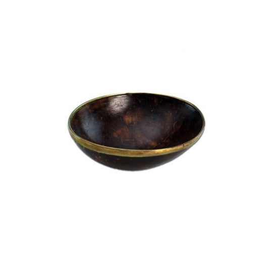 Coconut mixing bowl with brass rim large