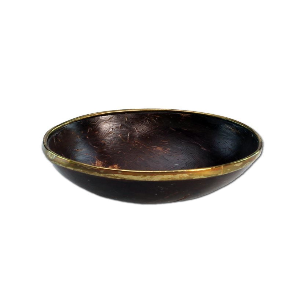 Coconut mixing bowl with brass rim small