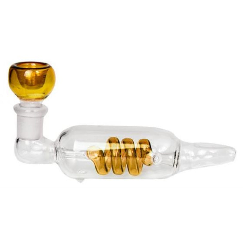 Pure pipe Spiral, glass-gold-transparent, 13cm, 14.5mm cut